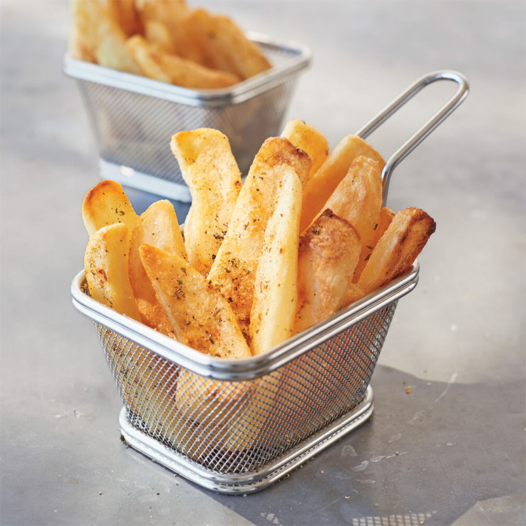 Mesa para servir patatas fritas cromada rectangular, cesta para fre&iacute;r, cesta para patatas 