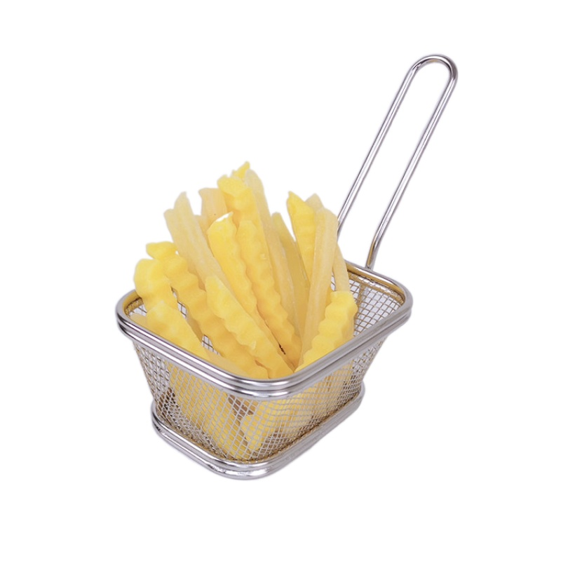 Cesta para freidora de mesa de cocina, cesta para freír patatas de acero inoxidable, minicestas para freír patatas fritas para servir