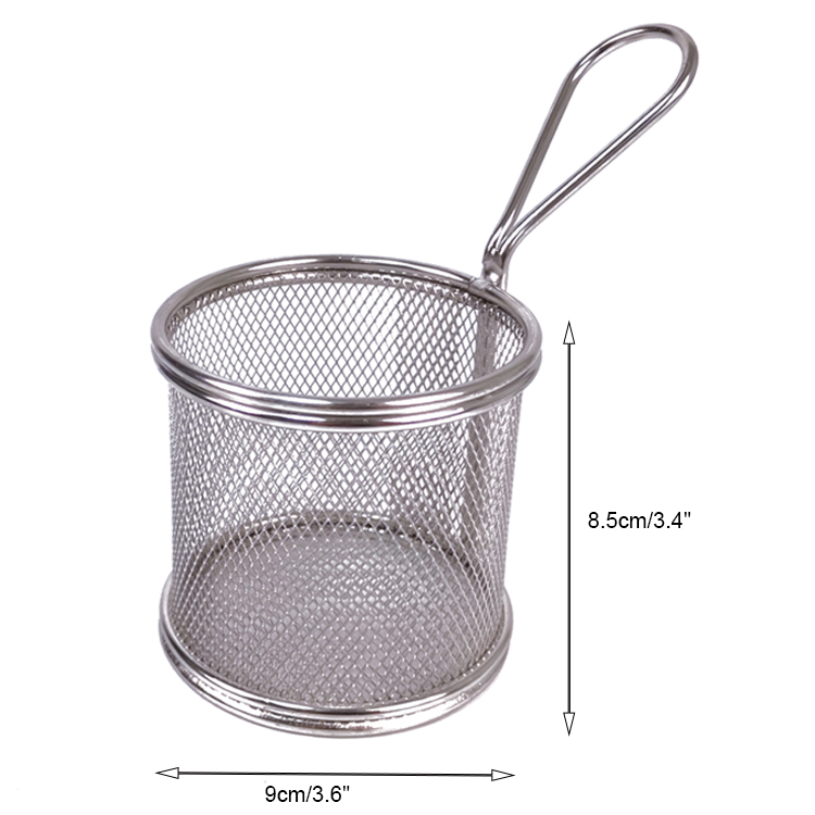 Cesta para servir patatas fritas, cesta para freír patatas fritas pequeñas, colador, cesta para patatas fritas de acero inoxidable 304