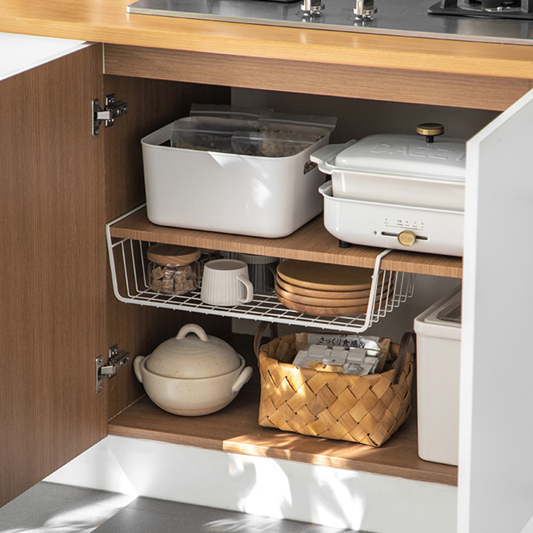 Hogar baño cocina gabinete colgante malla almacenamiento organización debajo estante alambre Metal cestas de hierro