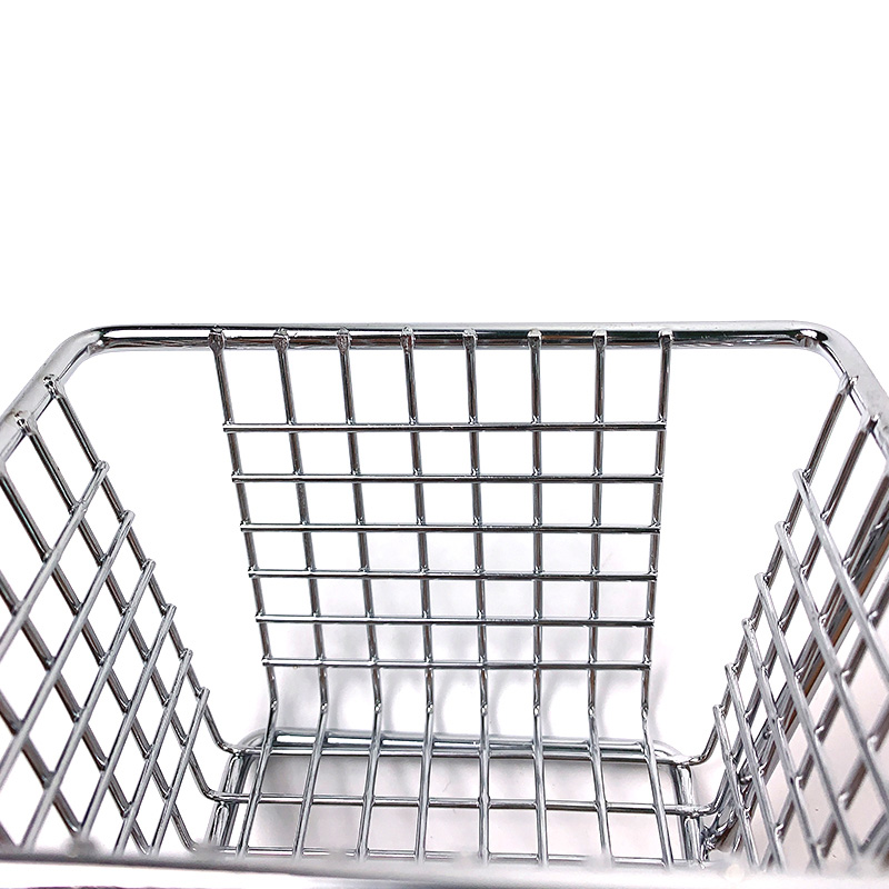 Mini cesta para freír, cestas rectangulares de alambre cromado dorado para freír patatas fritas