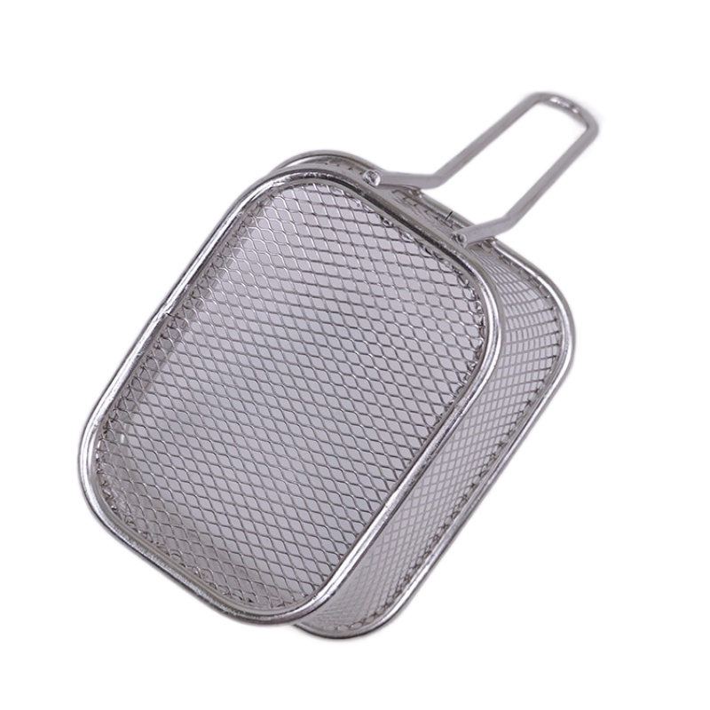, comida frita, mesa para servir, cromada, rectangular, cesta para fre&iacute;r patatas fritas, mini cesta cuadrada para fre&iacute;r