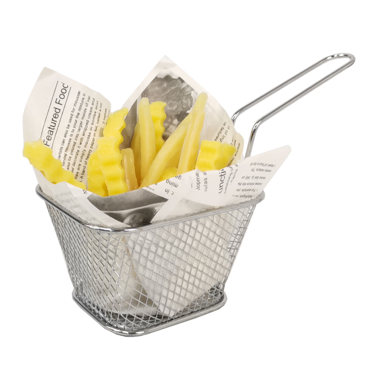 Cesta para freidora de mesa de cocina, cesta para freír patatas de acero inoxidable, minicestas para freír patatas fritas para servir