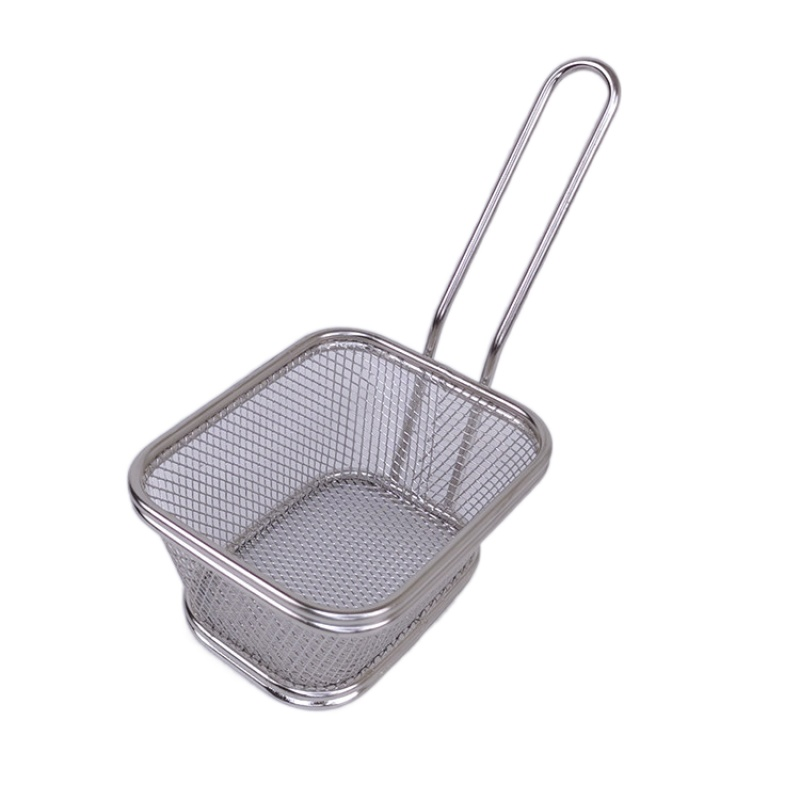 cuadrada, mini cesta para fre&iacute;r, cesta para patatas fritas cromada rectangular, cesta 