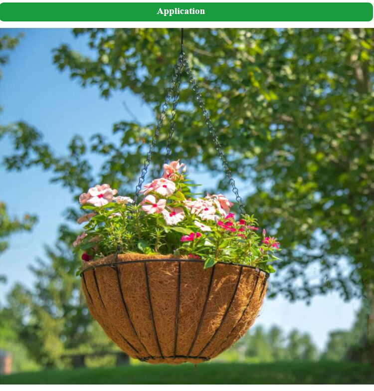 Cesta colgante de Metal para plantas de interior y exterior, decoración de jardín, revestimiento redondo de fibra de coco, cesta colgante de coco