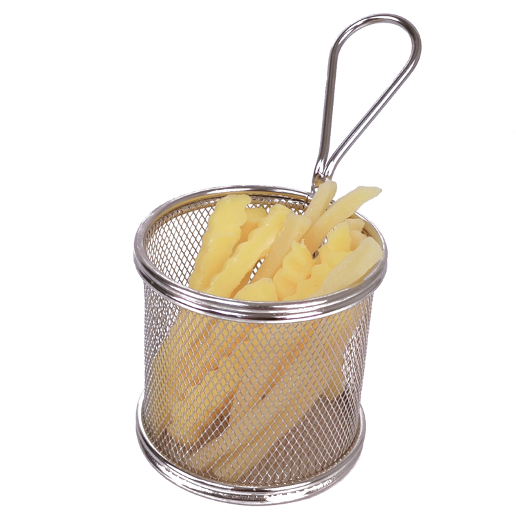 Cesta para freidora de mesa de cocina, cesta para freír patatas de acero inoxidable, minicestas para freír patatas fritas para servir
