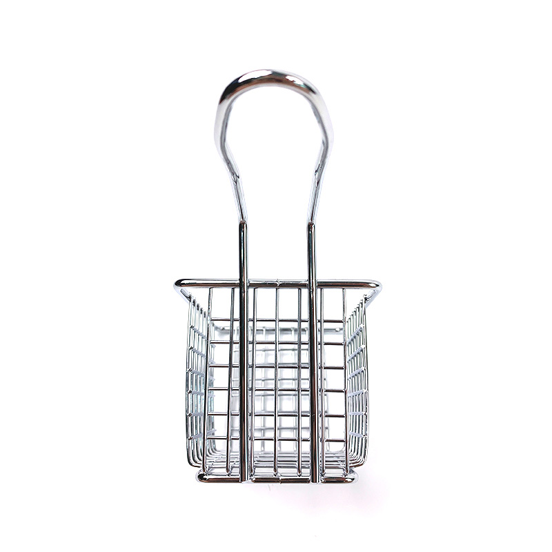 Mini cesta para freír, cestas rectangulares de alambre cromado dorado para freír patatas fritas
