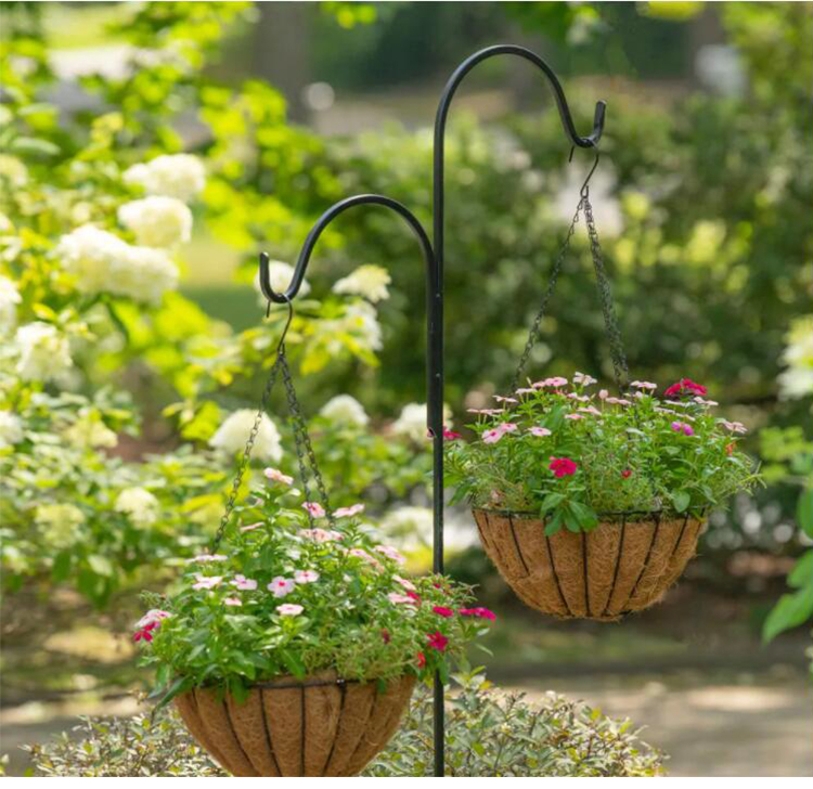 Cesta colgante de Metal para plantas de interior y exterior, decoración de jardín, revestimiento redondo de fibra de coco, cesta colgante de coco